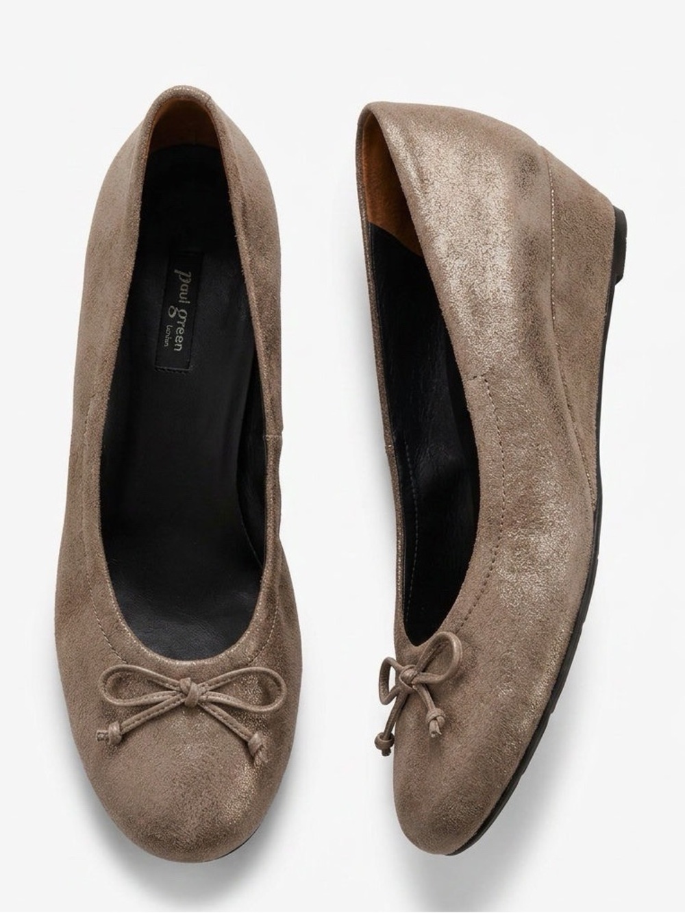 Paul Green Leather Wedge Ballerinas, Sz 9.5